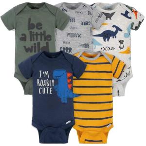 imageGerber babygirls 5pack Short Sleeve Variety Onesies BodysuitsMulticolor