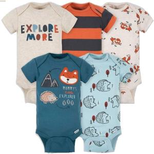 imageGerber babygirls 5pack Short Sleeve Variety Onesies BodysuitsMulticolor Cute Fox