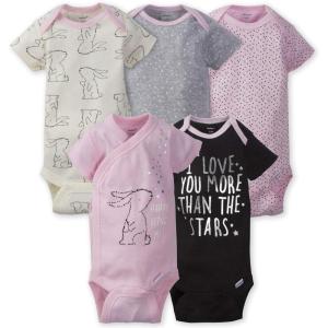 imageGerber babygirls 5pack Short Sleeve Variety Onesies BodysuitsPink Bunny Love