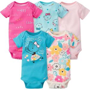 imageGerber babygirls 5pack Short Sleeve Variety Onesies BodysuitsSo Loved