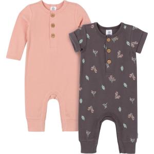 imageGerber babygirls Baby Boys 2pack Long Leg RomperBouquets