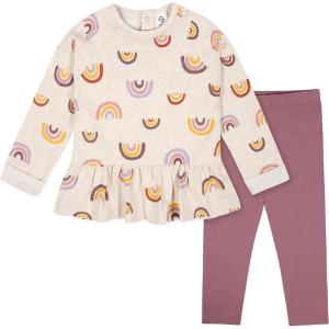 imageGerber babygirls Toddler 2piece Peplum Waist Top ampamp Legging SetRainbows