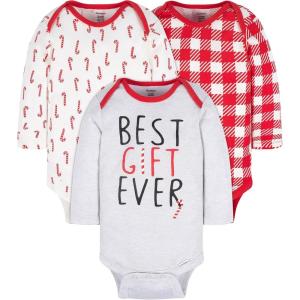 imageGerber unisexbaby 3pack Holiday Longsleeve OnesiesBest Gift Ever