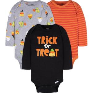imageGerber unisexbaby 3pack Holiday Longsleeve OnesiesTrick Or Treat