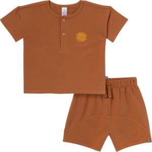 imageModern Moments by Gerber Baby Boys 2piece Henley Top ampamp Short SetMedium Brown
