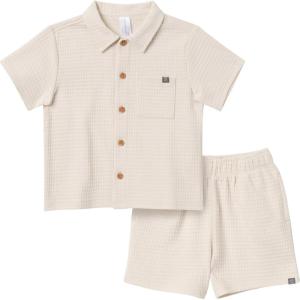 imageModern Moments by Gerber Baby Boys 2piece Resort Shirt ampamp Short SetBeige