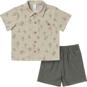 imageModern Moments by Gerber Baby Boys 2piece Resort Shirt ampamp Short SetGreen