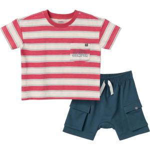 imageModern Moments by Gerber Baby Boys 2piece Top ampamp Cargo Short SetRed Coastal Stripe