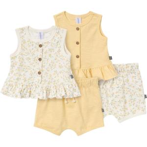 imageModern Moments by Gerber Baby Girls 4pack Peplum Top ampamp Short SetIvory Lemon Vines