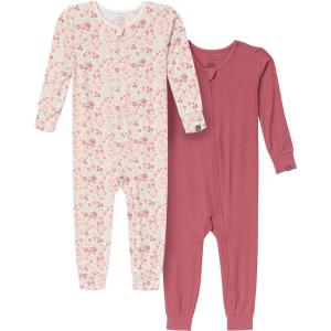 imageModern Moments by Gerber Unisex Baby Viscose 2Pack Footless Tight Fitting PajamasIvory Floral