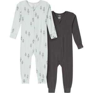 imageModern Moments by Gerber Unisex Baby Viscose 2Pack Footless Tight Fitting PajamasLight Sky Spaceship
