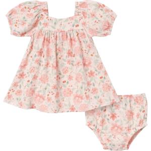 imageModern Moments by Gerber babygirls 2piece Puffed Sleeve Dress ampamp Diaper Cover SetLight Rose Watercolor Floral