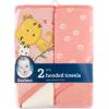 imageGerber 2Pack Baby Girls Kitty Floral Hooded Towel