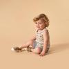imageModern Moments by Gerber Unisex Baby 4pack Shortsleeve Bodysuits ampamp Shortie SetIvory Teal Stripe