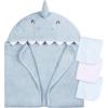 imageGerber Baby 4 Piece Animal Character Hooded Towel and Washcloth Set Grey Elephant One SizeBlue Shark