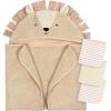 imageGerber Baby 4 Piece Animal Character Hooded Towel and Washcloth Set Grey Elephant One SizeBrown Lion