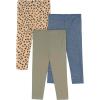 imageGerber Baby Girls Toddler MultiPack Premium Leggings Green Leopard Print and Blue