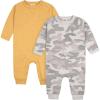 imageGerber babyboys 2pack Long Leg RomperBaby and Toddler TShirt SetGrey and Yellow