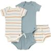 imageModern Moments by Gerber Unisex Baby 4pack Shortsleeve Bodysuits ampamp Shortie SetIvory 2 Color StripeMedium Teal