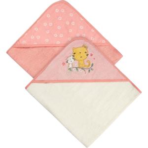 imageGerber 2Pack Baby Girls Kitty Floral Hooded Towel