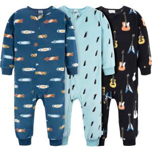 imageGerber Baby Boys Flame Resistant Fleece Footless Pajamas 3PackSkateboardGuitars