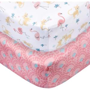imageGerber Baby Unisex 2Pack Knit Crib Sheet Animal Geo Girl One SizeAnimal Geo Girl