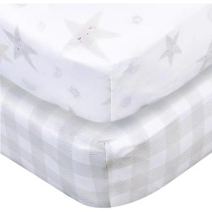 imageGerber Baby Unisex 2Pack Knit Crib Sheet Animal Geo Girl One SizeCelestial