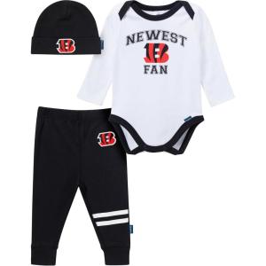 imageGerber NFL Baby Boys 3piece Onesie Bodysuit Active Pant and Cap SetBengals