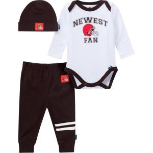 imageGerber NFL Baby Boys 3piece Onesie Bodysuit Active Pant and Cap SetBrowns
