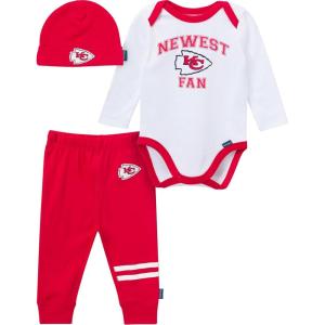 imageGerber NFL Baby Boys 3piece Onesie Bodysuit Active Pant and Cap SetChiefs