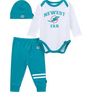 imageGerber NFL Baby Boys 3piece Onesie Bodysuit Active Pant and Cap SetDolphins