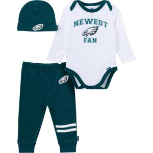 imageGerber NFL Baby Boys 3piece Onesie Bodysuit Active Pant and Cap SetEagles