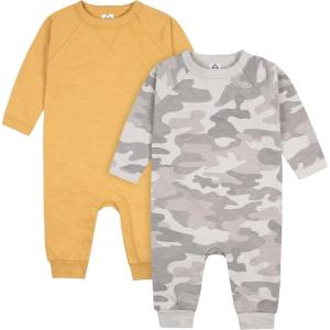 imageGerber babyboys 2pack Long Leg RomperBaby and Toddler TShirt SetGrey and Yellow