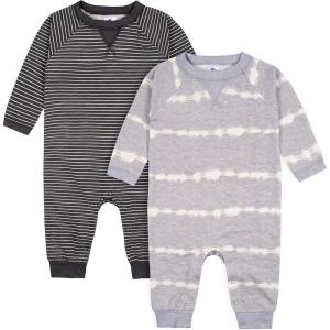 imageGerber babyboys 2pack Long Leg RomperBaby and Toddler TShirt SetHeather and Dark Grey