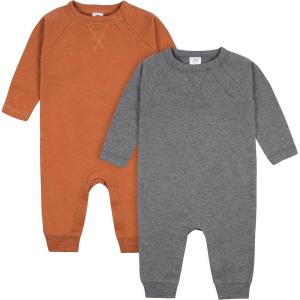 imageGerber babyboys 2pack Long Leg RomperBaby and Toddler TShirt SetHeather and Rust