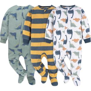 imageGerber babyboys Flame Resistant Fleece Footed Pajamas 3packDinos