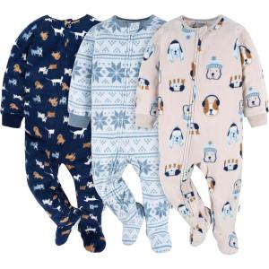 imageGerber babyboys Flame Resistant Fleece Footed Pajamas 3packDogs