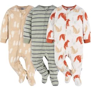 imageGerber babyboys Flame Resistant Fleece Footed Pajamas 3packFox Forest