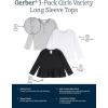 imageGerber Baby Girls 3Pack Long Sleeve ShirtsBlack  White  Gray