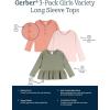 imageGerber Baby Girls 3Pack Long Sleeve ShirtsGreen  Pink  Coral