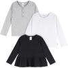 imageGerber Baby Girls 3Pack Long Sleeve ShirtsBlack  White  Gray