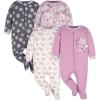 imageGerber Baby Girls 4 Pack Sleep N Play FootieLavender Garden
