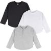 imageGerber BabyBoys 3Pack Long Sleeve ShirtsBlack  White  Gray