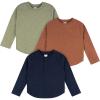 imageGerber BabyBoys 3Pack Long Sleeve ShirtsGreen  Brown  Black