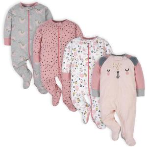 imageGerber Baby Girls 4 Pack Sleep N Play FootieBear Pink