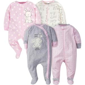 imageGerber Baby Girls 4 Pack Sleep N Play FootieBunny