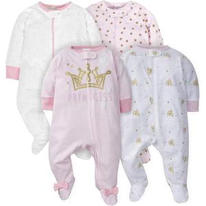 imageGerber Baby Girls 4 Pack Sleep N Play FootieCastle