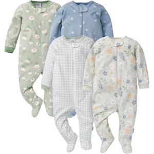 imageGerber Baby Girls 4 Pack Sleep N Play FootieDaisy