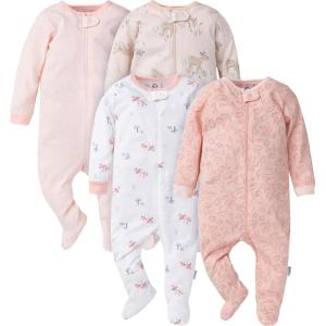 imageGerber Baby Girls 4 Pack Sleep N Play FootieDeer