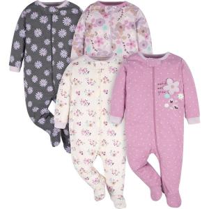imageGerber Baby Girls 4 Pack Sleep N Play FootieLavender Garden